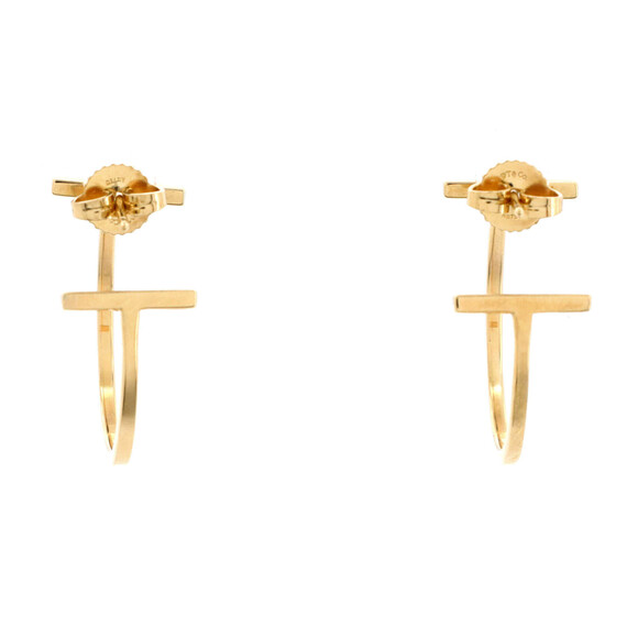 Tiffany & Co. Medium T Wire Hoop Earrings 18K Yellow Gold - Picture 2 of 3